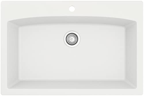 Karran Qt-712 Drop-In Quartz Composite 33 In. 1-Hole Single Bowl Kitchen Sink In White #TOP2