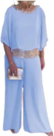 Womens Dressy Pants Suit Set Casual Loose Fit Flowy Summer Short Sleeve Two Piece Set Outfits Wedding