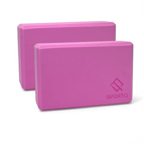SportQ Yoga Block Block 2 Pcs High Density EVA Foam Non Slip Yoga Block for Home & Gym Improve Stretching for Yoga/Pilates/Fitness (Pink)