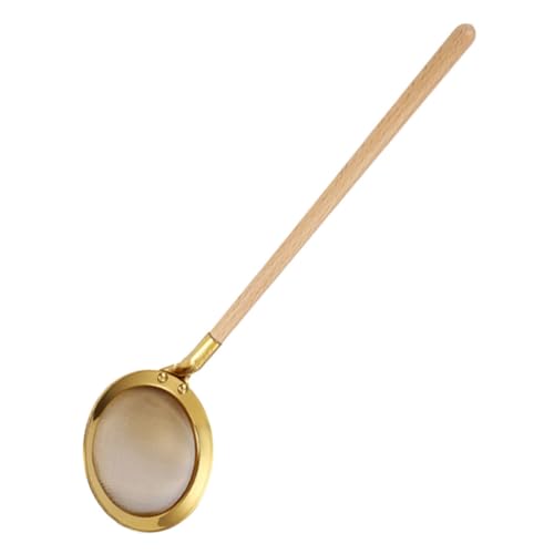 BESTYASH Versatile Stainless Steel Skimmer Ladle with Wooden Handle Efficient Fat Strainer for Hot Pot Cooking Draining Fine Mesh Design for Retaining Flavorful Broths and Sauces