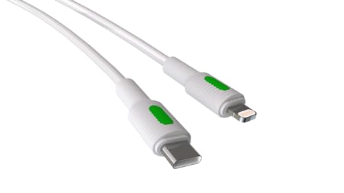 150 cm beyaz ve yeşil-beyaz uçlu Type-C - Lightning PD hızlı şarj kablosu