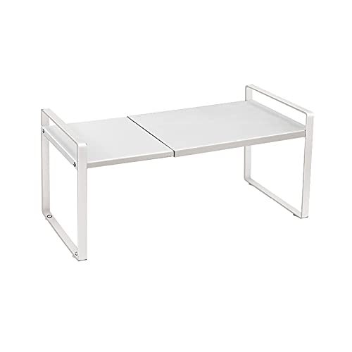 POHOVE Expandable Cabinet Shelf Adjustable Microwave Stand Toaster Oven Rack Expandable Countertop Shelf Organizer Cupboard Stand Spic-e Rack for Kitchen Bathroom
