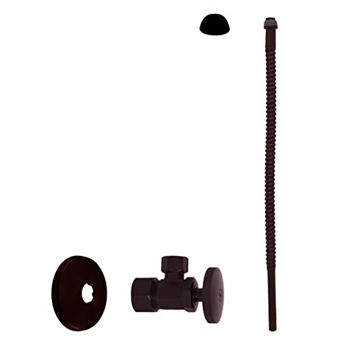 Westbrass A105K15-12 5/8" x 3/8" OD x 15" Corrugated Riser Supply Line Kit with 1/4-Turn Round Handle Angle Supply Shut Off Valve for Faucet and Toilet, Oil Rubbed Bronze by Westbrass - Used condition - US$47.41