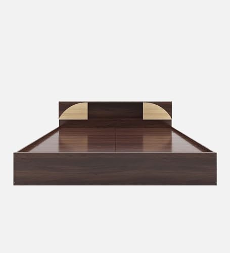Image of Mintwud Pepperfry Engineered Wood Vida King Size Bed with Headboard and Box Storage | Wooden Double Bed Cot palang Furniture for Bedroom Living Room and Home (Walnut Melamine Finish)