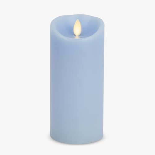 Image of Luminara Flameless LED Battery Operated Flickering Pillar Moving Flame Candles (Airy Blue, 3 inch x 6.5 inch)