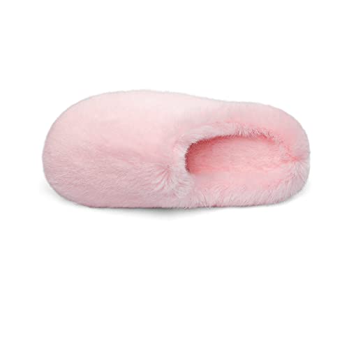 DREAM PAIRS DREAM PAIRS Women's Plush Fuzzy Slip on Indoor Outdoor Winter House Slippers,Size 9-10,Pink,GEROLDY