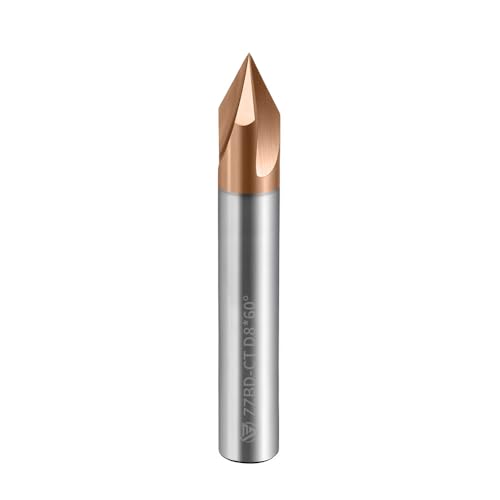 Image of Carbide Chamfer End Mills CNC Carving Bits 3 Flute TiSiN Coating V Groove 60 Degree for Different Material Like Steel Aluminum Copper Alloy 1 Pcs D8*50mm