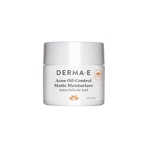 DERMA E Acne Oil Control Face Moisturizer, 2 Oz, Matte Moisturizer with Salicylic Acid, Tea Tree Oil & Aloe Vera, Face Cream Rebalances Sebum Production & Prevents Blemishes, Redness & Breakouts 2 Oz