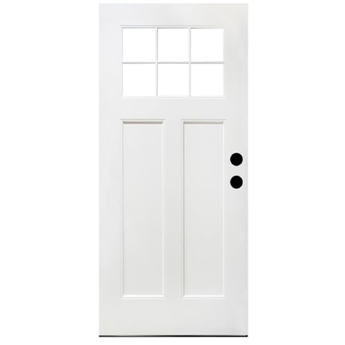 36''x80'' Fiberglass Exterior Entry Door Slab with Pre-Cut Hinge Mortises & Lockset Hole, White Front Door Slab Left Hand Inswing White Woodgrain Primed