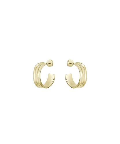 Créoles BOSS Ripple en or jaune, boucles d'oreilles ondulées chic pour le quotidien