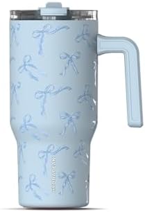 Hydrapeak Voyager 25oz Insulated Tumbler with Handle & 2-in-1 Sip & Straw Lid, Everyday Stainless Steel, Travel, Cupholder Friendly Water Bottle for Work, Office, School & Commuting (Blue Bows) image 3