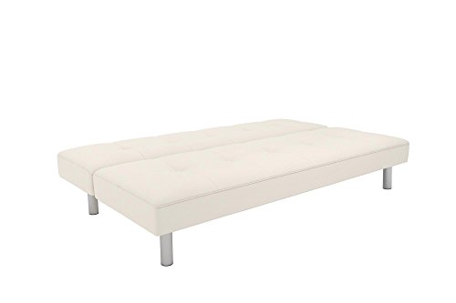 Dhp Nola Futon Couch With Tufted Faux Leather Upholstery, Modern Style, White Faux Leather, Twin #TOP3
