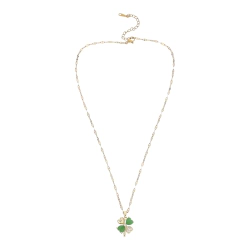 SUPVOX Collar de Clavícula Colgante de Trébol de 4 Hojas, Gargantilla de Cadena de Buena Suerte en Color Verde, Joyería para Mujer Adecuado Día de San Patricio y Bodas