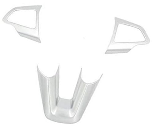 Rynplex for Ford, for Focus, 4 MK4, for Ecosport, Kuga Escape 2017 2018, Piezas de Pegatinas embellecedoras Cubierta protectora Volante cromadas ABS Vinilo decorativo volante(Silver)