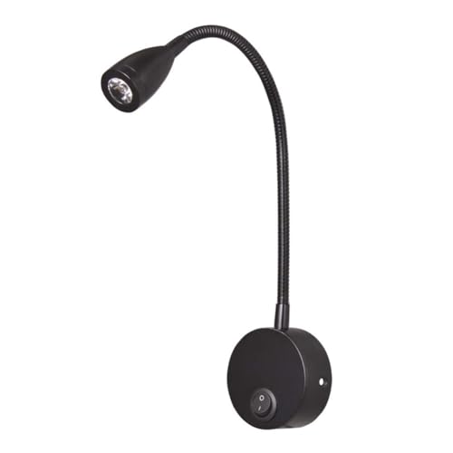 Lámpara de pared de aluminio Outanaya negra con foco flexible LED de 3w resistente para interiores