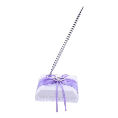 UTHCLO 婚礼用ゲストサインペン スタンド付き ハート装飾 メタル製ボールペン 結婚式受付用 署名用ペン 卓上装飾 室内イベント対応