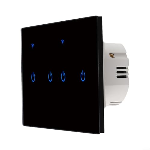 Interruptor de pared táctil inteligente WiFi, 2 bandas, 10 A, 220 V, control táctil con aplicación Tuya, para Alexa y Smart Life para control remoto de voz, panel de vidrio templado, para iluminación