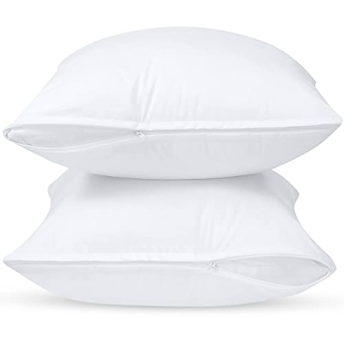 Utopia Bedding Waterproof Throw Pillow Protector (2 Pack) - 18 X 18 Inches White Outdoor Decorative Pillow Covers - Zippered Pillow Encasement - Bed Bug Proof #TOP6
