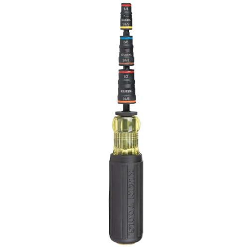 Klein Tools 32910 Impact Driver, 7-in-1 SAE Impact Socket Set with Handle, Flip Socket with 1/4, 5/16, 3/8, 7/16, 1/2 and 9/16-Inch Nut Driver Sizes and 1/4-Inch Bit Holder by KLEIN TOOLS - Image 8