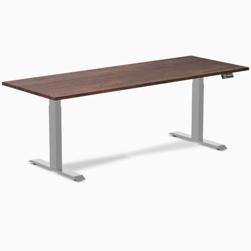 Image of Desky Dual Softwood Sit Stand Desk American Rustic Pine 80 inch Gray