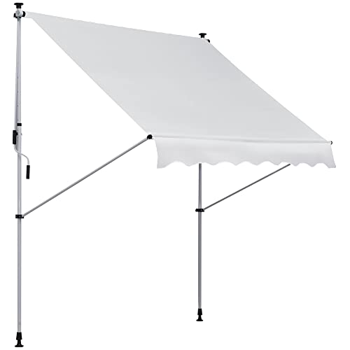 Outsunny Store banne Manuel rétractable 2L x 1,5l x 1,7-2,8H m Inclinaison réglable Installation Rapide Store banne sans perçage pour Balcon métal...