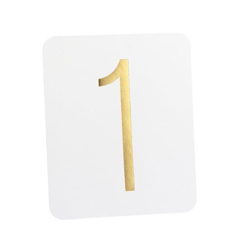 Hortense B. Hewitt Wedding Accessories Table Numbers 1 Through 40, Gold Foil on White, 5 by 6-Inch Each