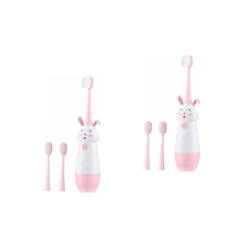 Lot de 2 brosses à dents électriques pour enfants rose forme cartoon