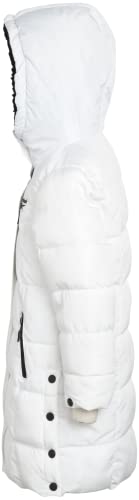 Reebok Girls' Winter Jacket - Stadium Length Quilted Puffer Parka Windbreaker Coat (7-16), Size 7-8, Solid White #TOP4