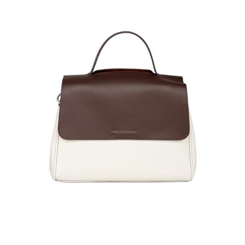 Sac à main en cuir véritable pour femme au design rétro et finitions soignées
