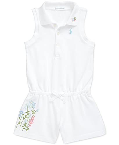 Polo Ralph Lauren Baby Girls Embroidered PiquÃ© Polo Romper (White(571521), 6 Months)