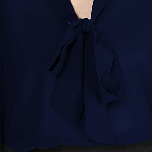 Image of Girls Bishop sleeves V-neck tie up top-71