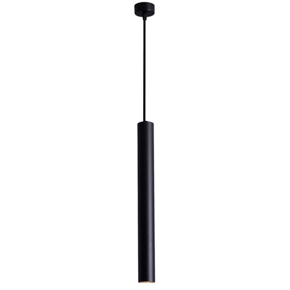 Plafonnier LED suspendu noir tube long lustre moderne de salon 50cm