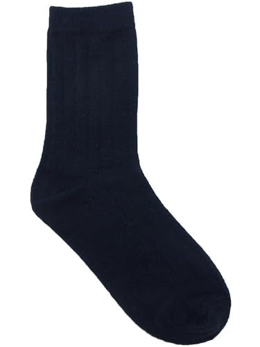 Jefferies Socks Kids' Cotton Ribbed Uniform Crew Socks, Medium, Navy3
