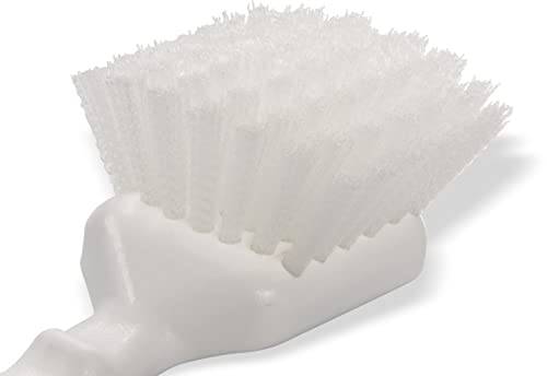 Image of Carlisle FoodService Products 3662000 Flo-Pac Plastic Handle Utility Scrub Brush, Nylon Bristles, 2 inch Bristle Trim, 8 inch Length, White, 3 Count
