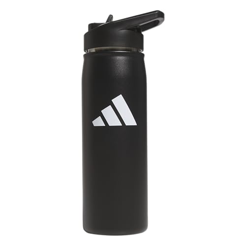 adidas Stainless Steel Metal Water Bottle 20 oz (600 mL) Straw Lid
