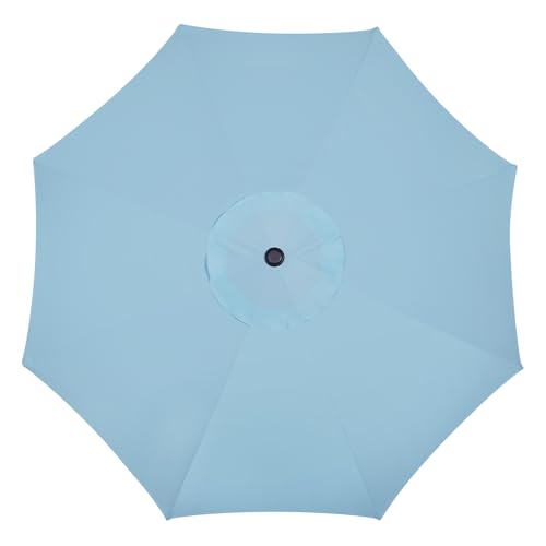 Image of Blissun 9' Outdoor Patio Umbrella, Outdoor Table Umbrella, Yard Umbrella, Market Umbrella with 8 Sturdy Ribs, Push Button Tilt and Crank