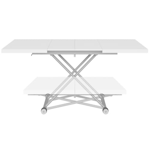 Table basse extensible relevable en table à manger rectangulaire ALTURA 100 160 cm plateau pied chromé - vue 4