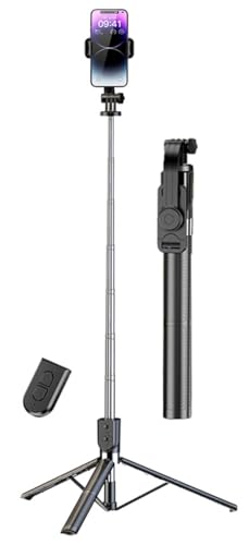 170cm Phone Selfie Stick Tripod with Remote Control (SELFIE STICK R1) Portable Rotate Phone Holder Extendable Tripod Stand Compatible with iPhone Android Smartphone