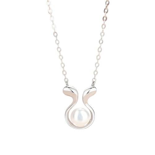 Collier en or blanc véritable pendentif lapin perle fine pour femme fine chaîne