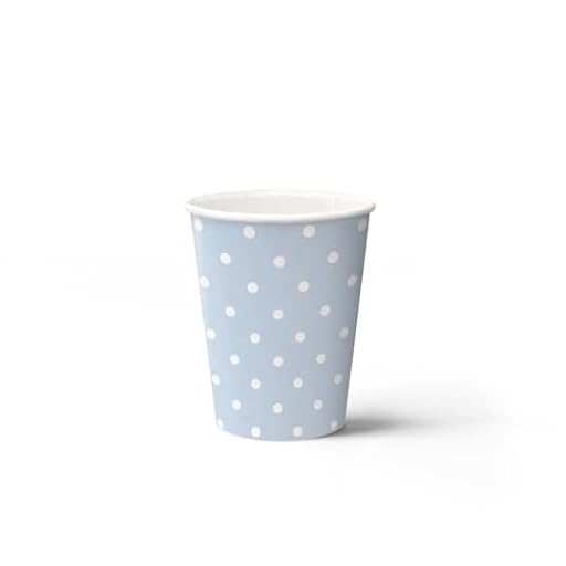 PAW - Vasos Desechables Cafe (250 ml) I Paquete de 8 I Vasos de Cartón Ideal para Bodas, Fiestas Infantiles, Cumpleaños, Celebraciones I Impresión de Vasos de Papel al Agua I Lunares Azul Claro | Ya disponible en tu tienda friki favorita! En mundofriki.es!