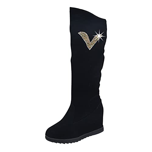 Cuissardes au-dessus du genou chaudes en coton avec talons élégants