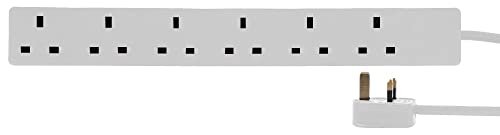 PRO ELEC PELB1995 Mains Extension Lead, 6 Gang, 7.5m, White