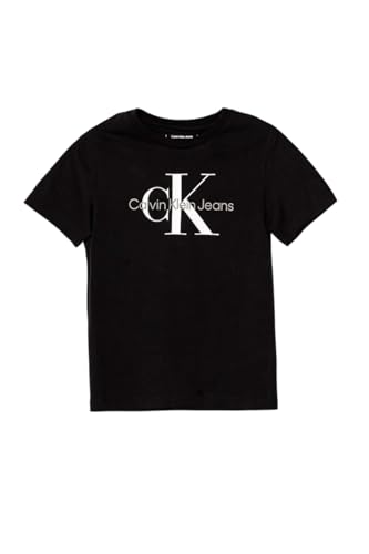 Calvin Klein Unisex Kid Monogram Short Sleeve T-Shirt, Black, 12