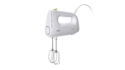 Braun Household MultiMix 1 HM 1100 WH - Frullatore manuale con 4 livelli di velocità più turbo, tecnologia FastMix, EasyClick, con frusta, funzionamento con una sola mano, 450 W, bianco
