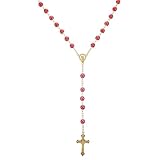 HEMOTON Collar de Cruz para Mujer Perlas Doradas de 8 Mm, Cadena Ajustable, Accesorio Ligero para Boda, Fiesta y Uso Diario, Collares de Moda Crucifijo Elegante