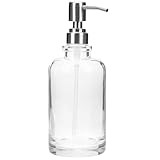 ELAYARD Dispensador de Jabón para Manos Recargable Bomba de Acero Inoxidable y Frasco Transparente de 18 Oz, Adecuado para Ducha y Lavabo en Baño o Cocina Diseño Sencillo