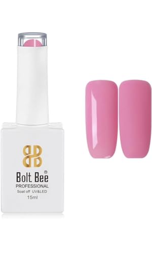 Image of BOLT BEE 15ML Gel Nail Polish 1Pc Clear Pink Glitter Nail Polish Soak Off UV LED Nail Gel Polish Nail Art Starter Manicure Salon DIY at Home, 0.5 OZ (1) (110)