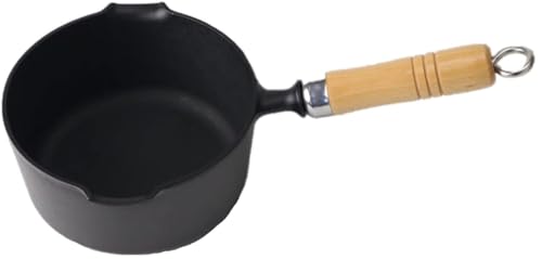 Iwachu 24070 One-Handled Pot with Wooden Handle, Black Baking, Inner Diameter 6.3 inches (16 cm), Induction Compatible, Nambu Ironware
