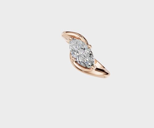 Image of Marquise-Cut Diamond Ring - Twisted Rose-Tone Band | Elegant Modern Design