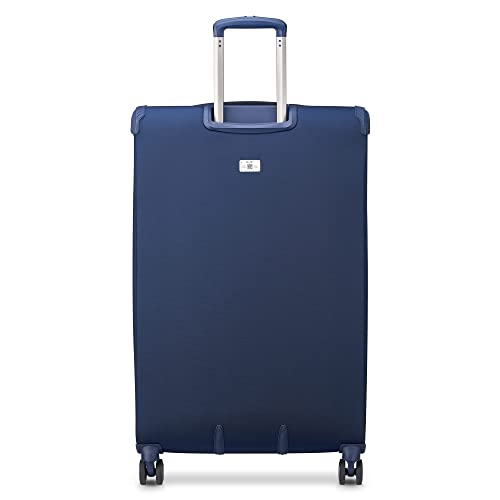 Image of DELSEY PARIS Helium DLX Softside Expandable Luggage with Spinner Wheels, Navy Blue, Checked-Large 29 Inch